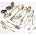 A quantity of assorted silver cutlery including two table spoons and later worked berry spoon,