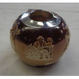 A Doulton Lambeth stoneware match holder with silver rim decorated in the harvestware pattern