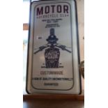 A modern printed tin Motorcycle Club sign