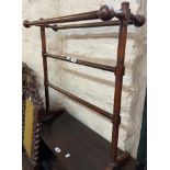 A Victorian stained wood double towel rail a/f