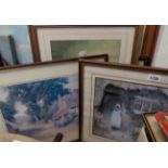 A selection of framed decorative coloured prints - various age and condition