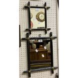Two small Victorian ebonised wood cross framed wall mirrors, both with brass mounted corners