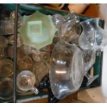 A box containing a quantity of assorted glassware including drinking glasses, vases, etc.