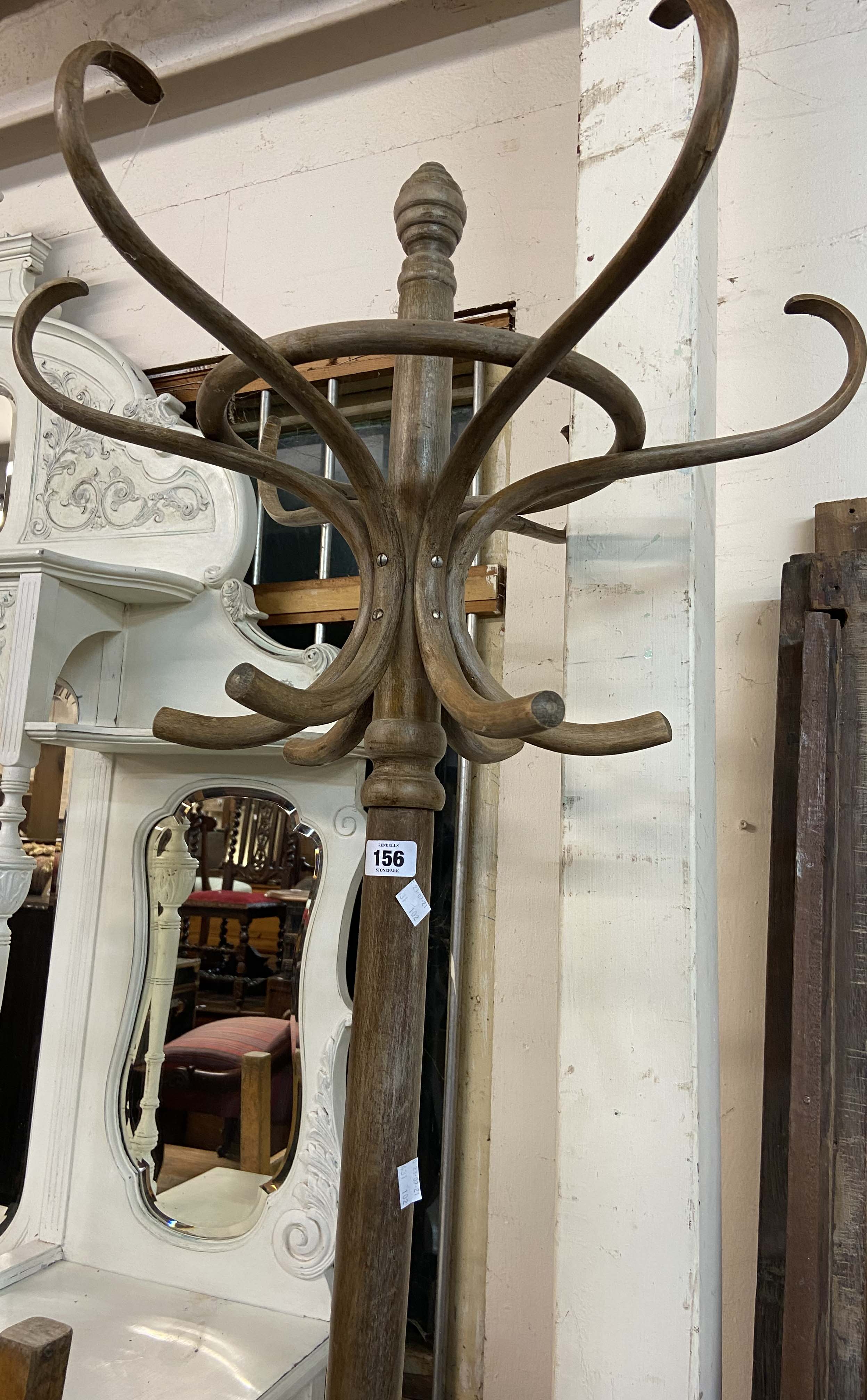 A vintage freestanding bentwood hat and coat stand - split to bottom hoop