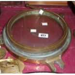 An old phospher bronze glazed ship's porthole with original pin