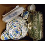 A box containing a small quantity of assorted ceramics including Masons Regency, etc.