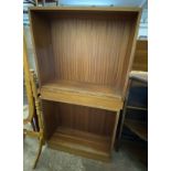 A pair of 76cm vintage teak effect open bookcases - bearing stamps for RAF Gaton Furniture Sales