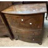A 65cm 19th Century mahogany bow front commode carcass with lift-top and dummy drawer fronts