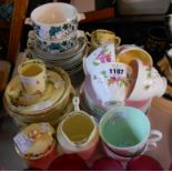 A selection of Crown Staffordshire coffee and teaware - sold with a Tuscan china rose decorated