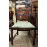 A 1920's mahogany framed ladder back standard chair a/f