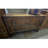 A 1.04m 1930's walnut veneered chest of two long graduated drawers, set on bracket feet