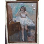 H.A.F. Musgrave: a gilt framed pastel portrait of a ballerina seated at her dressing table - signed