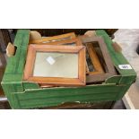 A box containing a quantity of small oblong and circular Victorian wall hanging mirrors, etc.