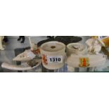 Six WWI Crested china models including Carlton china E9 submarine model, Corona china E4