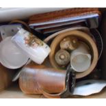 A box containing assorted ceramic items including studio pottery items, etc.