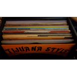 A record case containing a quantity of mainly country music records, etc.