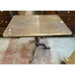 Two antique oblong topped pedestal tables, both with tripod bases - various condition