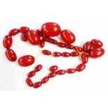 A red amber graduated bead necklace a/f