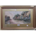 Leyton Forbes: a gilt framed and slipped watercolour entitled A Cornish Lane - signed and