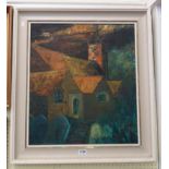 A.J. Massey: a framed vintage oil on board entitled Minstead Church - signed dated '70 and bearing