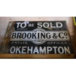 An old estate agents' enamel For Sale sign Messrs Brooking & Co, Okehampton