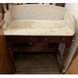 An 83cm Victorian marble topped washstand, set on a base with frieze drawer and turned legs - a/f