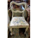 A Victorian balloon back chair with later painted finish and upholstery