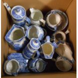 A box containing a quantity of blue and white china including Copeland Spode, etc. - various