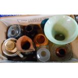 A box of containing a selection of ceramic items and glassware