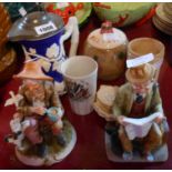 A small selection of ceramic items including Victorian relief moulded jug, WWI peace mug, etc.