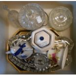 A plastic box containing a small quantity of ceramics and glass