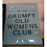 A modern tin sign for The Grumpy Old Womans Club