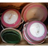 A box containing a selection of ceramic items including Graingers Worcester Armorial soup bowls,