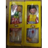 Two vintage boxed Pelham Puppets