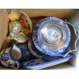 A box containing a quantity of ceramic items including Noritake, blue and white, etc.