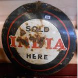 A vintage double sided India Tyres advertising sign - condition poor