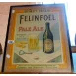 An old advertising show card for Felinfoel Pale Ale, Llanelly Brewery in later ebonised frame