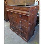 A 1.15m 19th Century mahogany chest with two blind short drawers over four long graduated