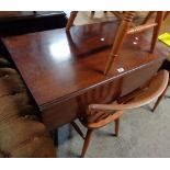 A 91cm Victorian mahogany Pembroke table with drawer to one end and opposing dummy drawer front, set