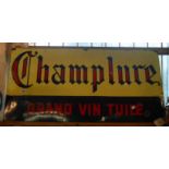 A vintage French enamel sign advertising Champlure Grand Vin Tuile