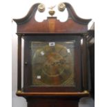 An antique stained oak and strung longcase clock, the 28cm square brass dial marked for Blacket