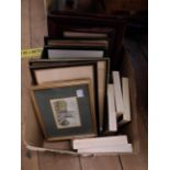 A box containing a quantity of framed mainly architectural prints and pictures - various condition