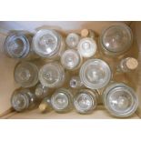 A box containing a quantity of vintage sweet jars, chemist bottles, etc.