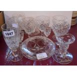 A small quantity of cut glassware including Waterford bell and champagne flute, Brierley wine