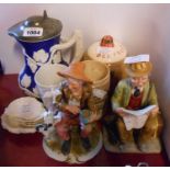A small selection of ceramic items including Victorian relief moulded jug, WWI peace mug, etc.