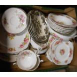 A box containing a quantity of assorted dinnerware including Royal Albert Chatsworth, Royal