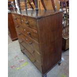 A 1.11m Victorian mahogany chest of two short and four long graduated drawers, set on turned