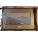 Douglas Pinder: a gilt framed and slipped watercolour, depicting a view of the Lyd in Higher