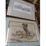 A. Teagle: a framed pen and wash drawing, depicting a rural farmhouse - signed and dated'69 - sold