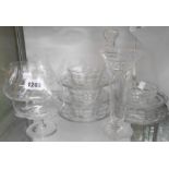 A quantity of glassware including decanter and four large brandy balloons